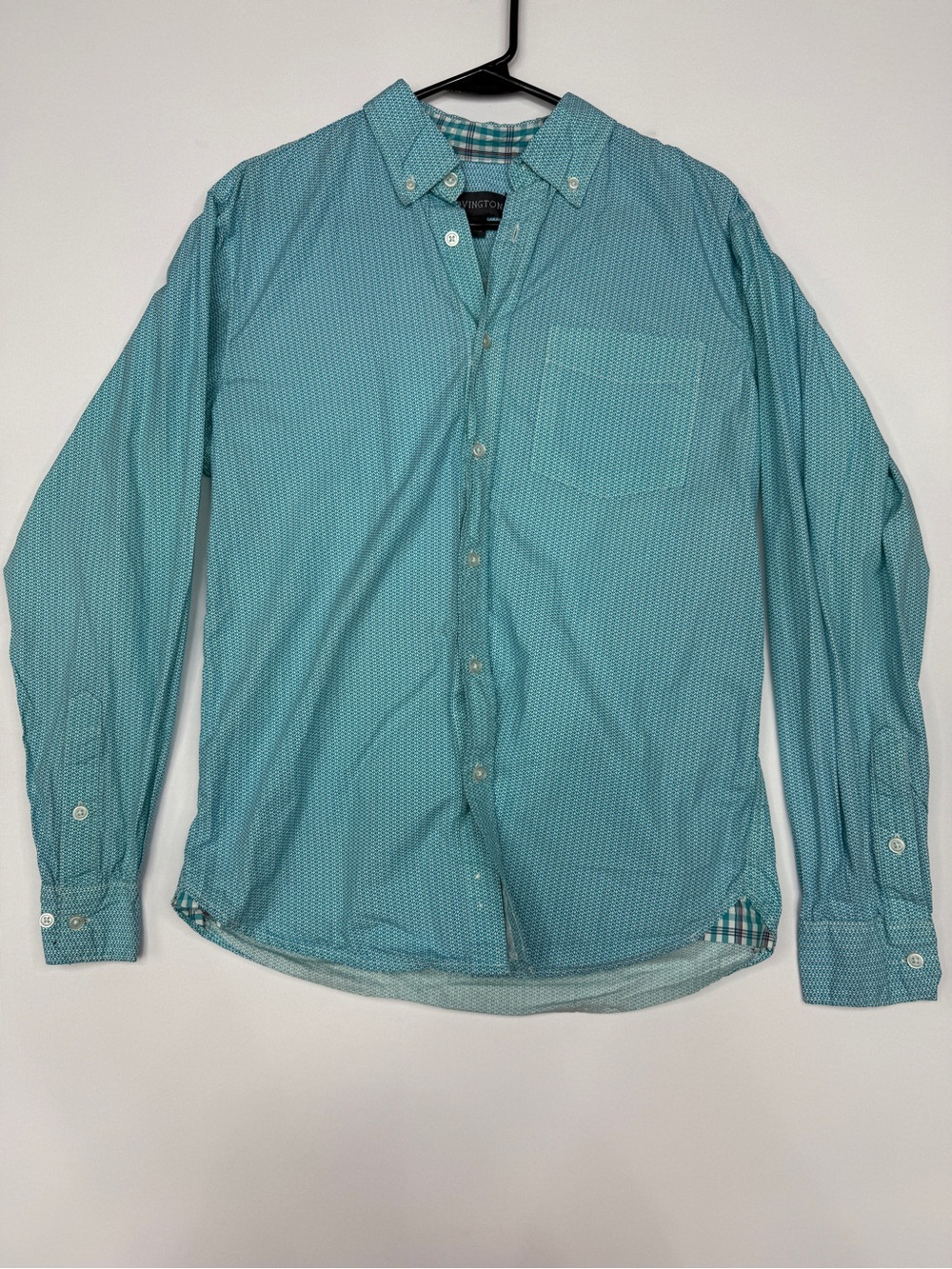 Covington Men's Aqua Teal Geometric Print Button-Down Shirt Size Small